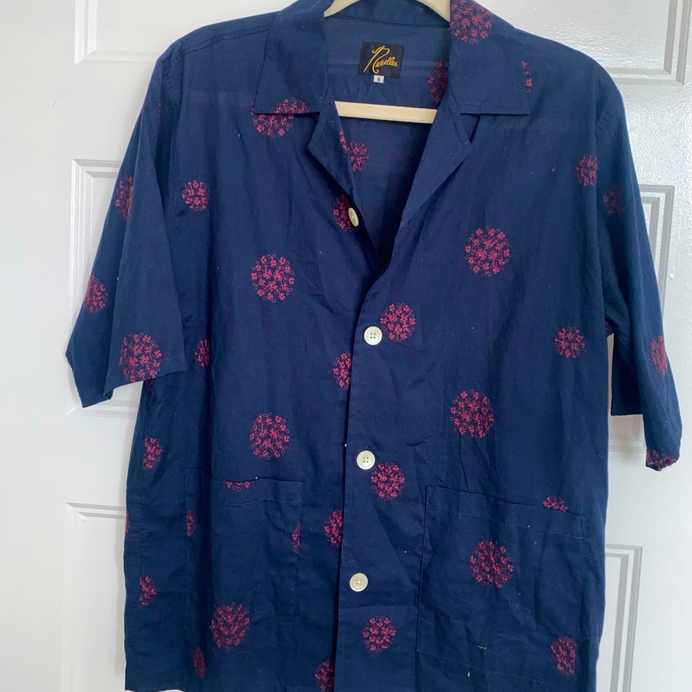 Small Needles Embroidered Cabana Shirt